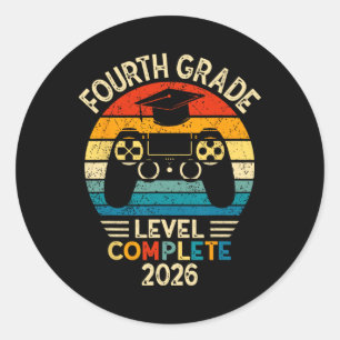 4th Grade Graduation 2026 Level Complete Gamer Classic Round Sticker