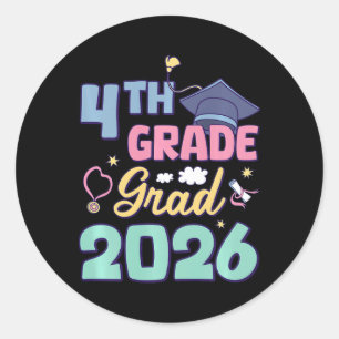 4th Grade Graduation 2026 Proud Grad Graduate Kids Classic Round Sticker