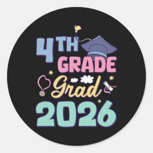 4th Grade Graduation 2026 Proud Grad Graduate Kids Classic Round Sticker