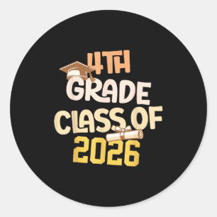 4th grade graduation class 2026 school graduate  classic round sticker
