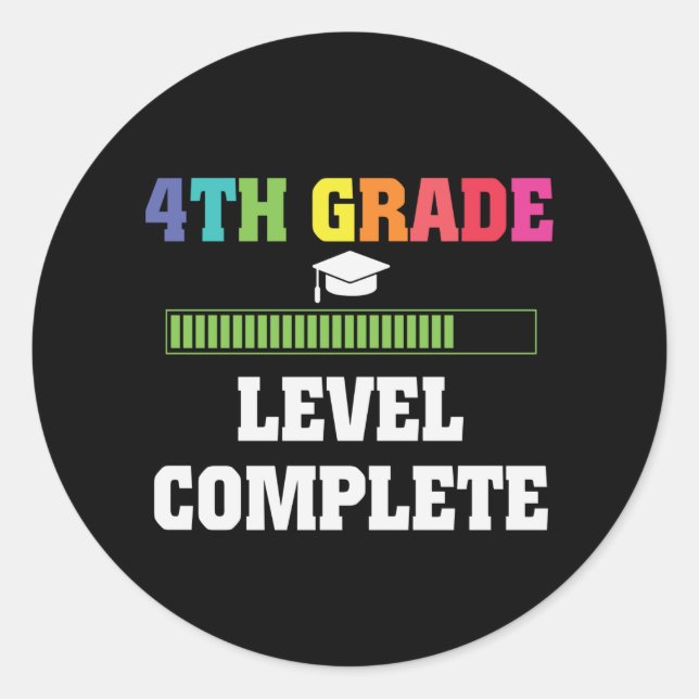 4th Grade Graduation Level Complete Student Gift Classic Round Sticker (Front)