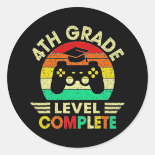4th Grade Graduation Level Complete Video Games  Classic Round Sticker