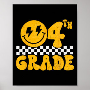 4th Grade Groovy Smile Face Fourth Grade Teacher B Poster