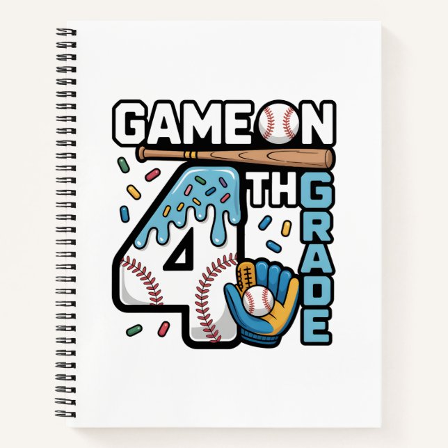 4th Grade Ice Cream Baseball Back to School Notebook (Front)