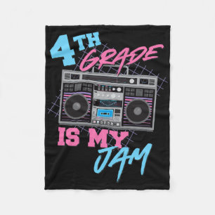 4th Grade Is My Jam - Vintage 80s Boombox Teacher Fleece Blanket