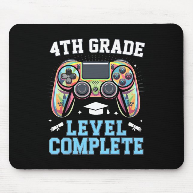 4th Grade Level Complete Last Day Of School Gamer  Mouse Pad (Front)