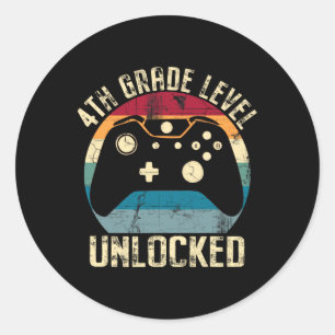 4th Grade Level Unlocked Ck To School First Day Ga Classic Round Sticker