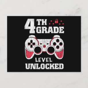 4th Grade Level Unlocked Gamer Back To School Kids Postcard