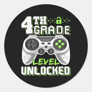 4th Grade Level Unlocked Video Game Back To School Classic Round Sticker