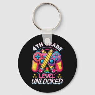 4th Grade Level Unlocked Video Game Back To School Key Ring