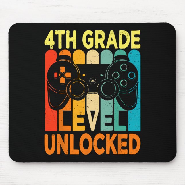 4th Grade Level Unlocked Video Game Back To School Mouse Pad (Front)