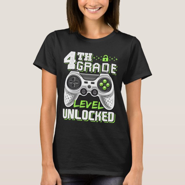 4th Grade Level Unlocked Video Game Back To School T-Shirt (Front)