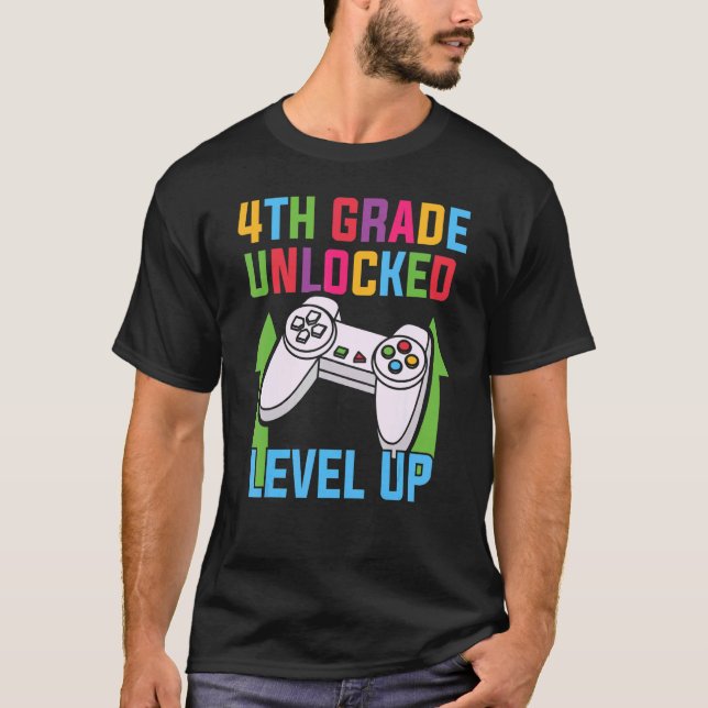 4TH GRADE LEVEL UNLOCKED Video Game Back to School T-Shirt (Front)