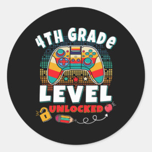 4th Grade Level Unlocked Video Game Byck To School Classic Round Sticker