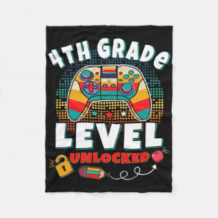 4th Grade Level Unlocked Video Game Byck To School Fleece Blanket