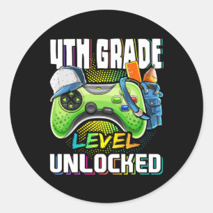 4th Grade Level Unlocked Video Game Ck To School B Classic Round Sticker