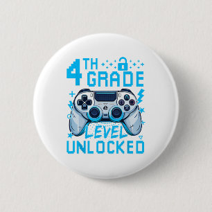 4th Grade Level Unlocked Video Game First Day Boy 6 Cm Round Badge