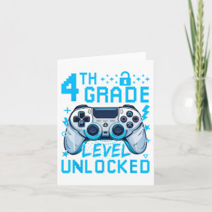 4th Grade Level Unlocked Video Game First Day Boy Card