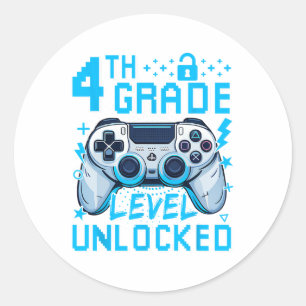 4th Grade Level Unlocked Video Game First Day Boy Classic Round Sticker