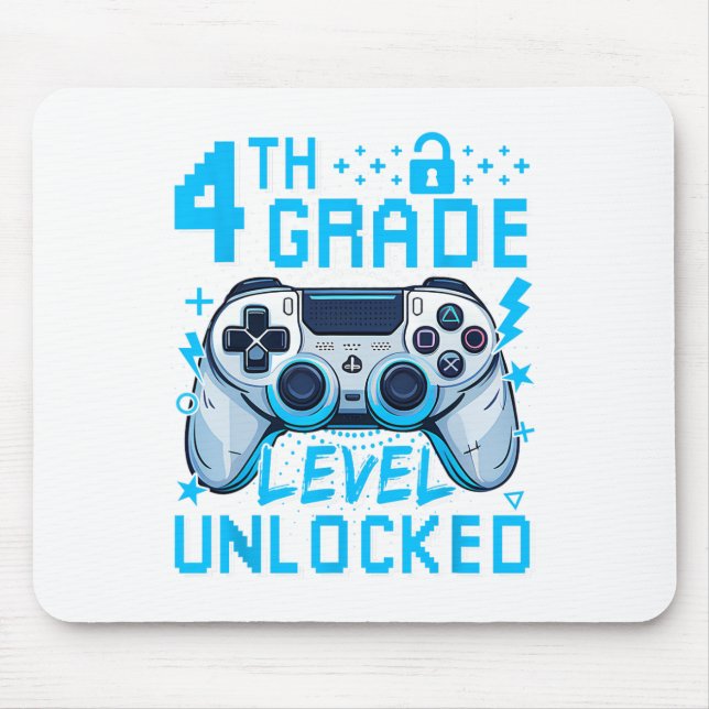 4th Grade Level Unlocked Video Game First Day Boy  Mouse Pad (Front)