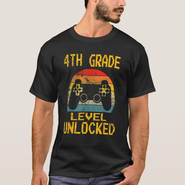 4th Grade Level Unlocked Video Gamer Back To Schoo T-Shirt (Front)