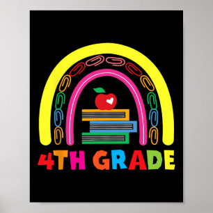 4th Grade Rainbow Apple Ck To School Kids Teachers Poster