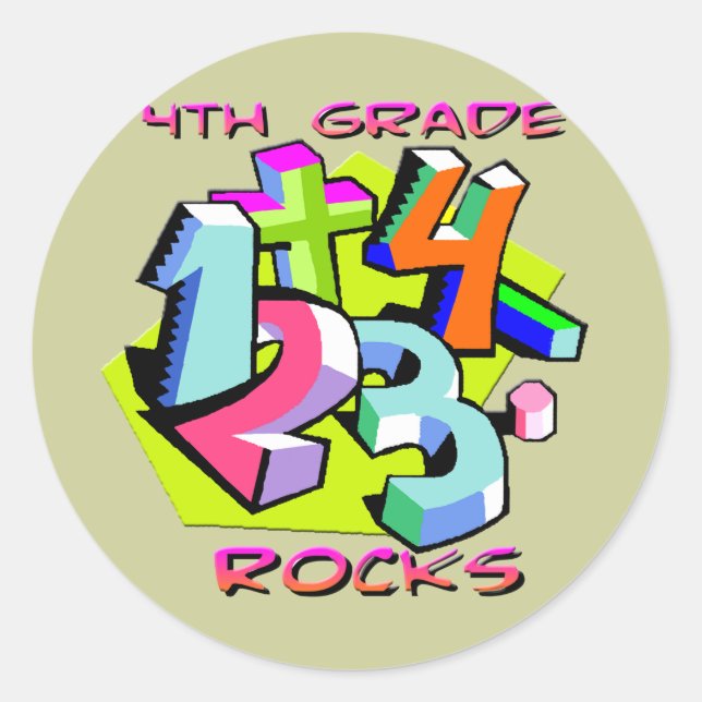 4th Grade Rocks - Numbers Classic Round Sticker (Front)