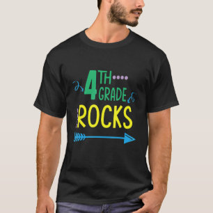 4th Grade Rocks Student Senior Teacher Happy Back T-Shirt