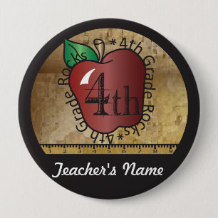 4th Grade Rocks Vintage Style 10 Cm Round Badge