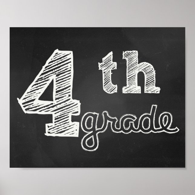 4th Grade Sign - Chalkboard (Front)