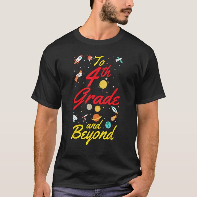 4th Grade Space Fourth Grade Teacher Student Back  T-Shirt (Front)
