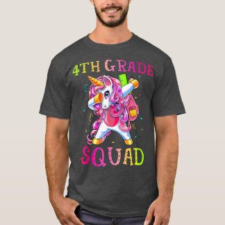 4th Grade Squad Dabbing Unicorn Girls Kids Back To T-Shirt
