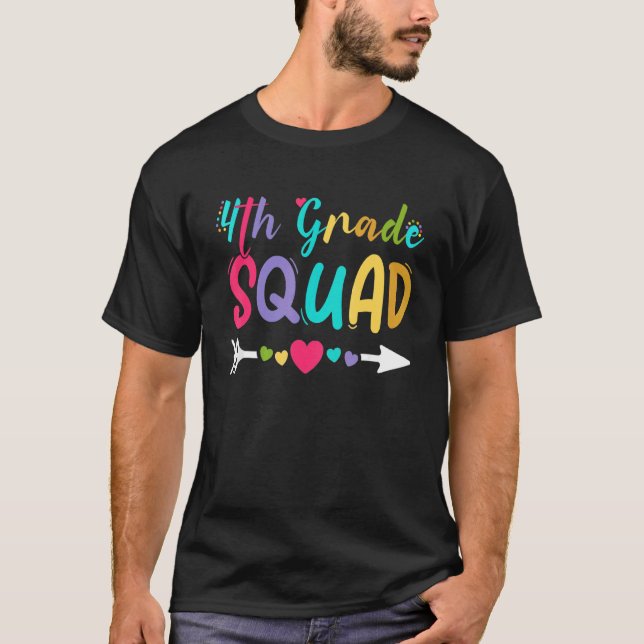 4th Grade Squad Fourth Grade Teacher Student Back  T-Shirt (Front)