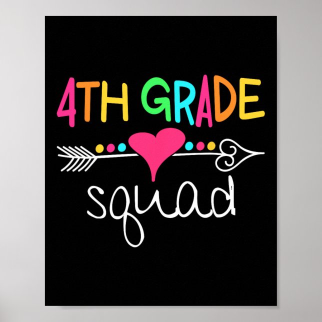 4th Grade Squad Fourth Teacher Student Team Back T Poster (Front)