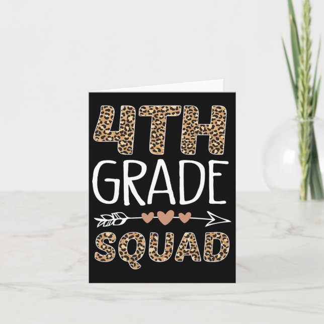 4th Grade Squad Leopard Teacher Student  Card (Front)