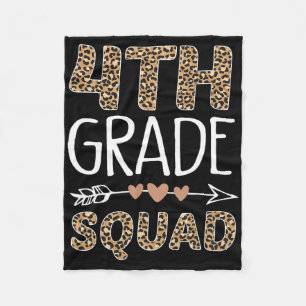 4th Grade Squad Leopard Teacher Student Fleece Blanket