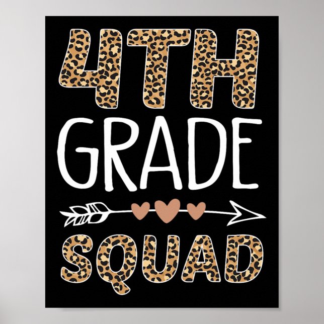 4th Grade Squad Leopard Teacher Student  Poster (Front)