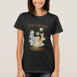 4th Grade Squad Neon wild Zoo Back To School T-Shirt