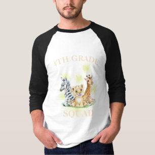 4th Grade Squad Neon wild Zoo Back To School T-Shirt
