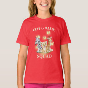 4th Grade Squad Neon wild Zoo Back To School T-Shirt