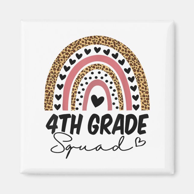 4th Grade Squad Rainbow Funny Back To School Fourt Magnet (Front)
