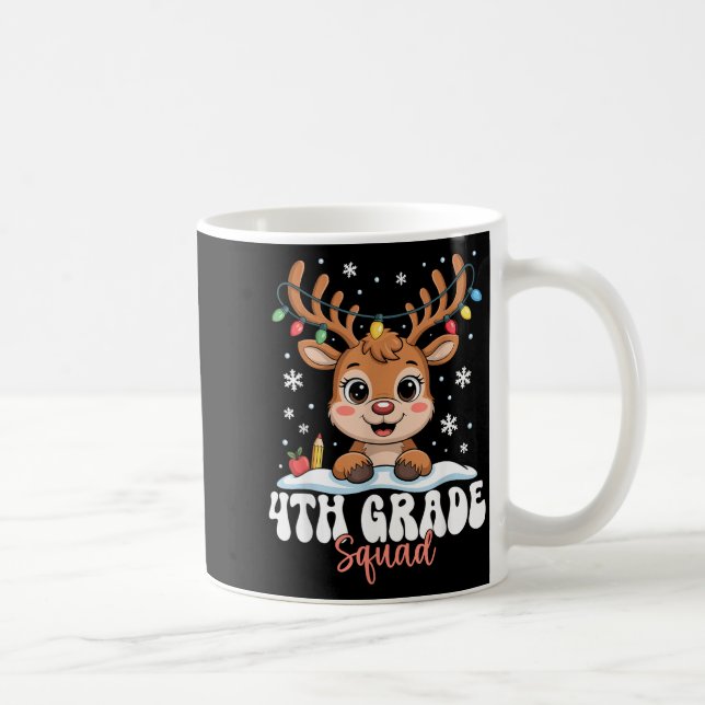 4th Grade Squad Reindeer Christmas Lights Cute Win Coffee Mug (Right)