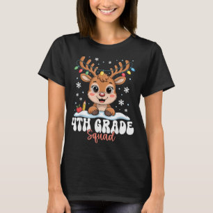 4th Grade Squad Reindeer Christmas Lights Cute Win T-Shirt