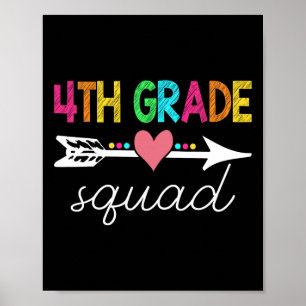 4th Grade Squad Teacher Student Back To School Fir Poster