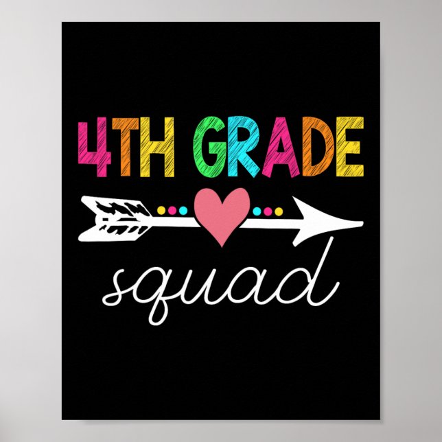 4th Grade Squad Teacher Student Back To School Fir Poster (Front)