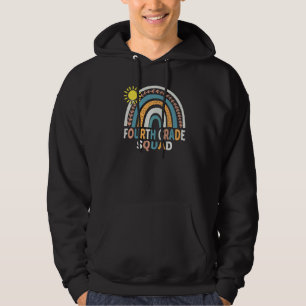 4th Grade Squad Teacher Student Rainbow 100th Day Hoodie