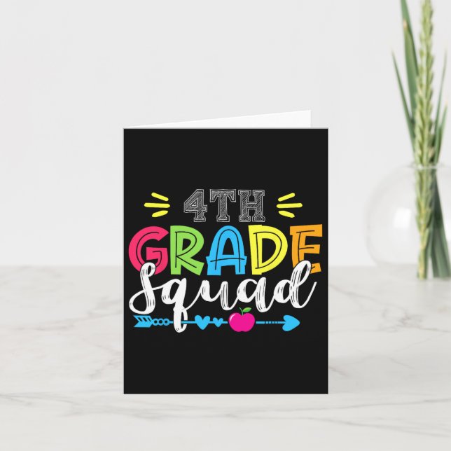 4th Grade Squad Team Back To School Teacher Studen Card (Front)