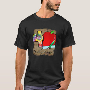 4th Grade Teacher Apple Heart Love Tie Dye Teacher T-Shirt