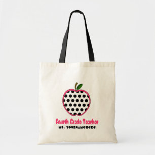 4th Grade Teacher Bag - Polka Dot Apple