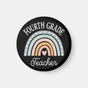 4th Grade Teacher Cute Rainbow Magnet